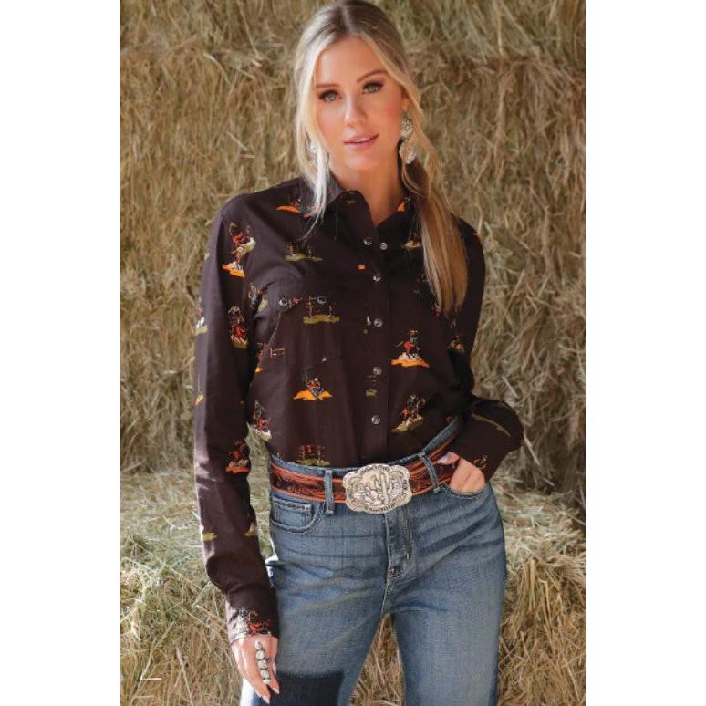 Cruel Women's Long Sleeve Print - Brown