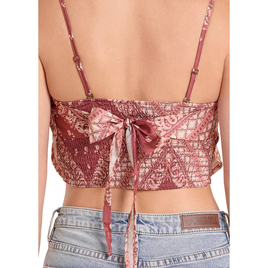 Rock & Roll Women's Bandana Tank Tie Top - Burgandy