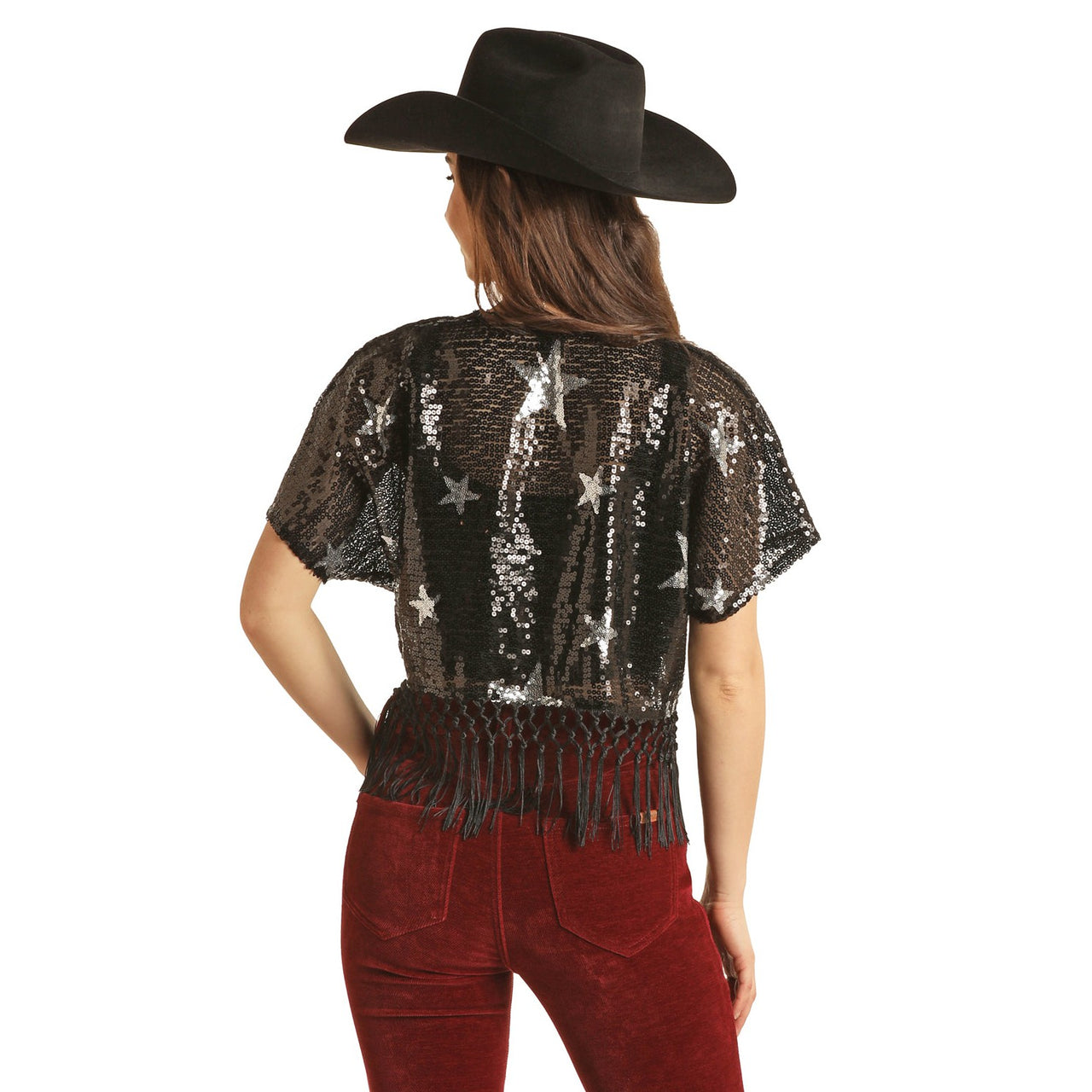 Rock & Roll Women's Star Sequin Bolero - Black