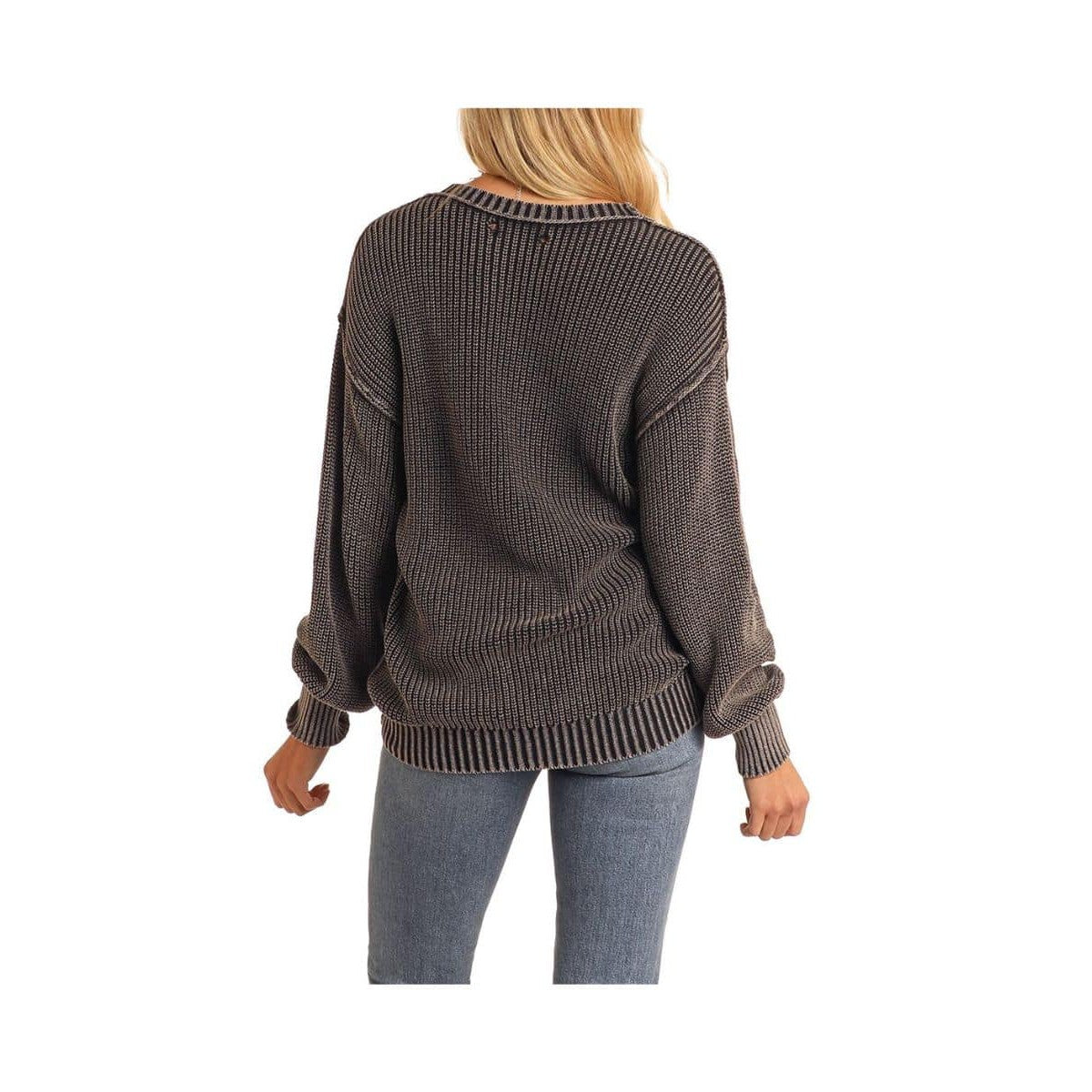 Rock & Roll Women's Long Sleeve Reversible Sweater- Black