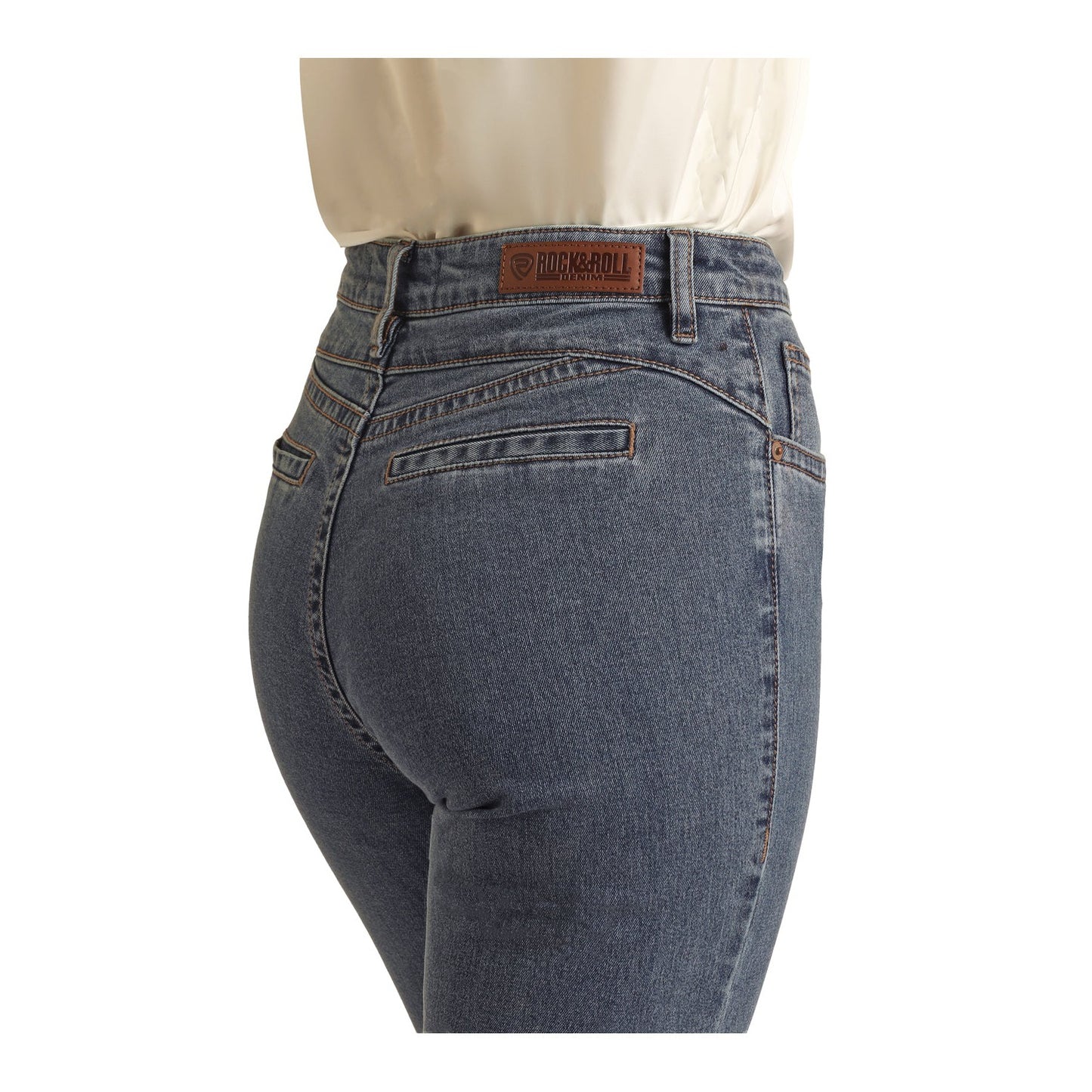 Rock & Roll Women's High Rise Trouser Jeans/Welt Pocket - Medium Wash