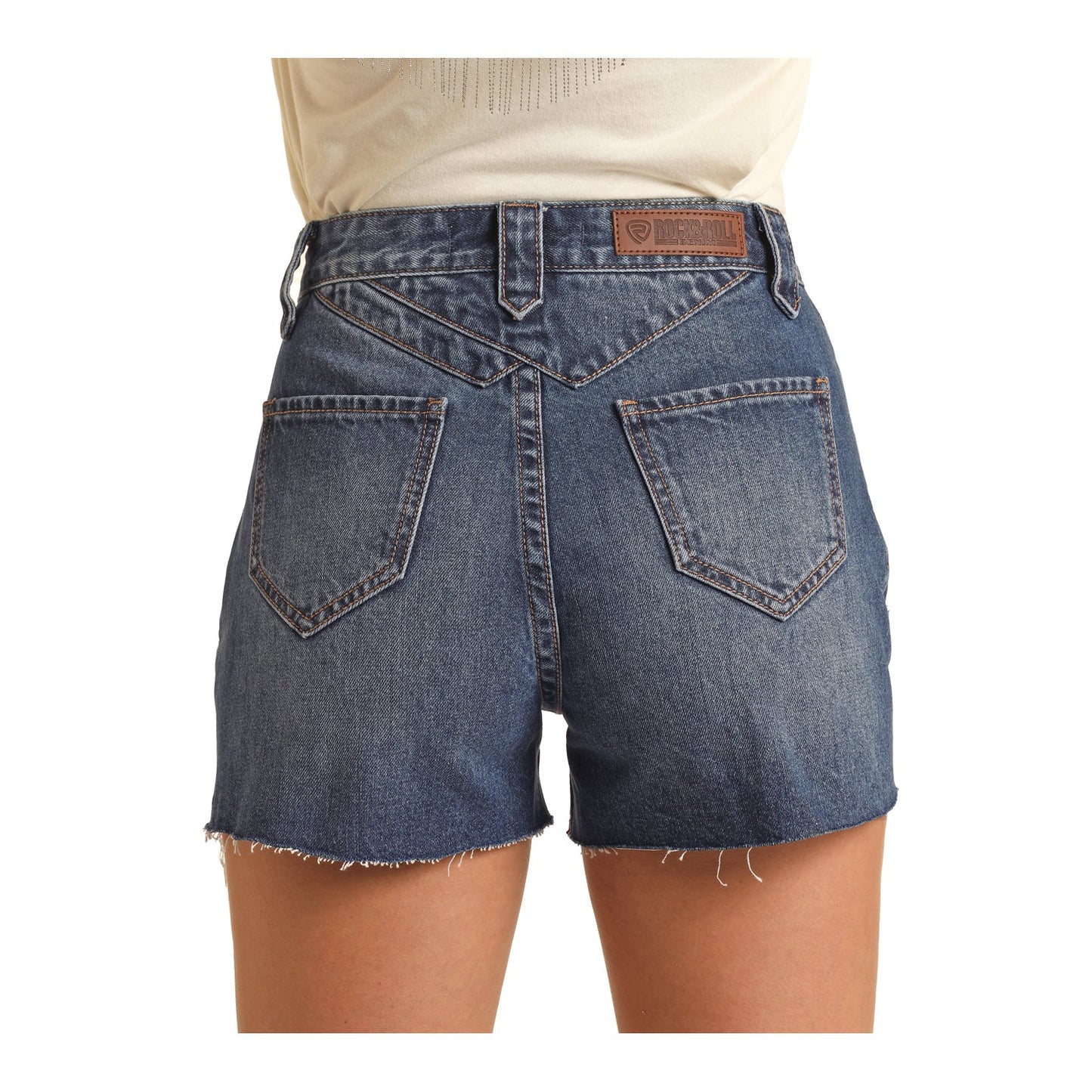 Rock & Roll Women's Distressed Shorts - Medium Wash