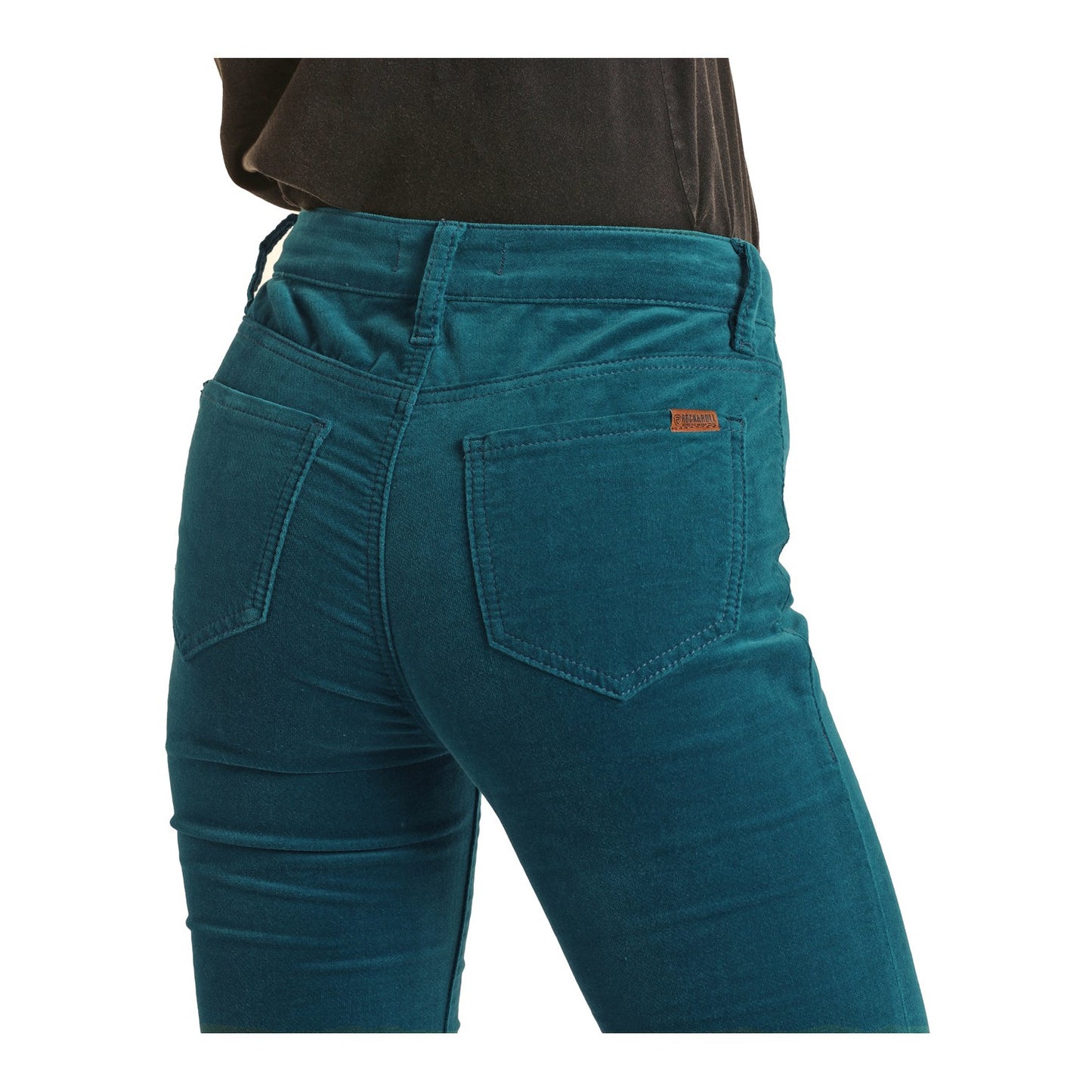 Rock & Roll Women's Corduroy Button Flare Jeans - Teal