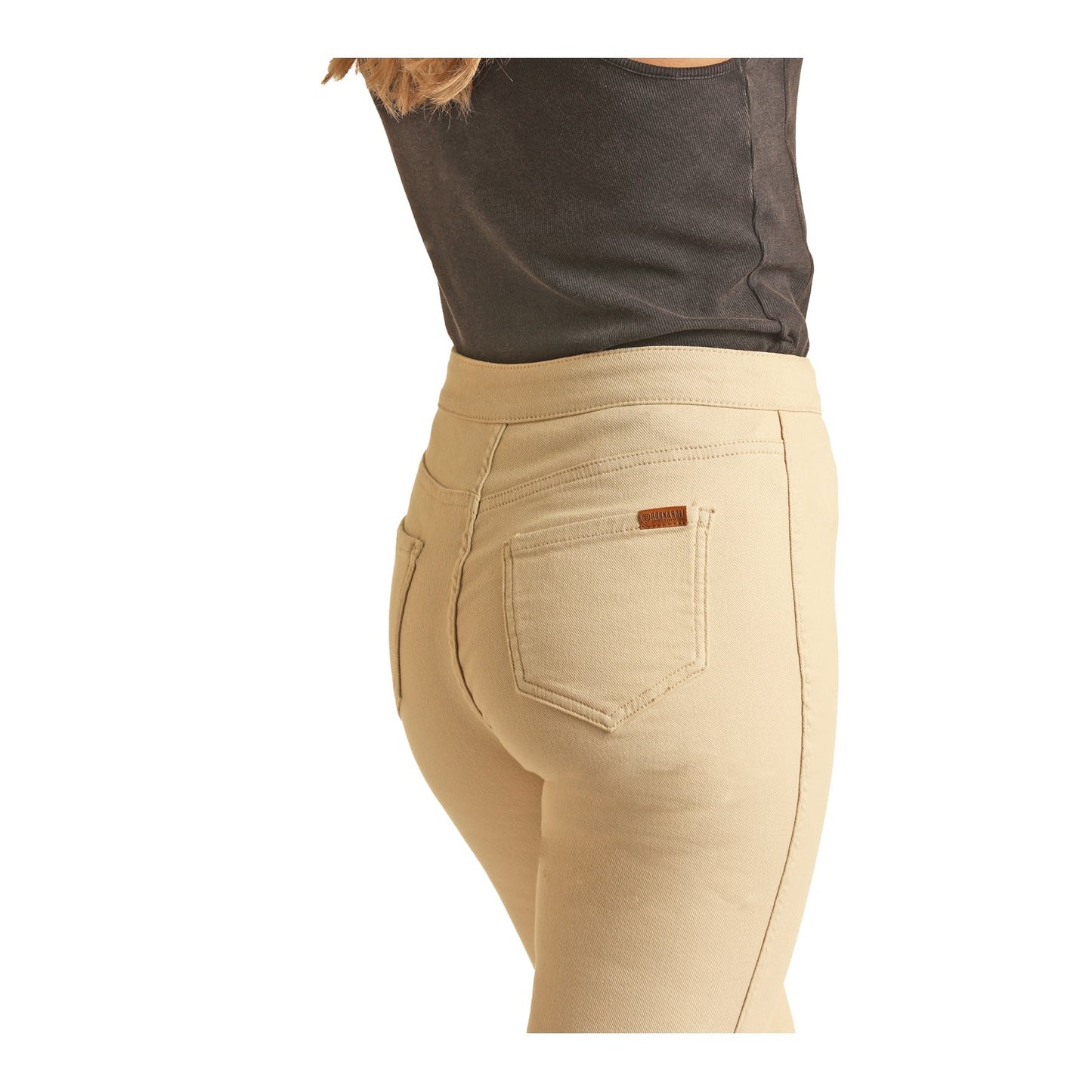 Rock & Roll Women's Boot Stitch Button Flare Jeans - Natural