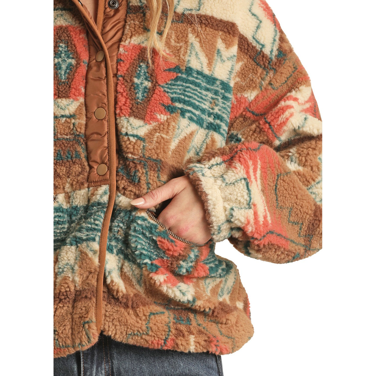 Rock & Roll Women's Fleece Shirt Jacket - Tan