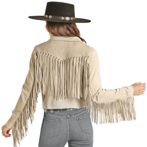 Rock & Roll Women's Micro Suede Jacket w/Fringe - Natural