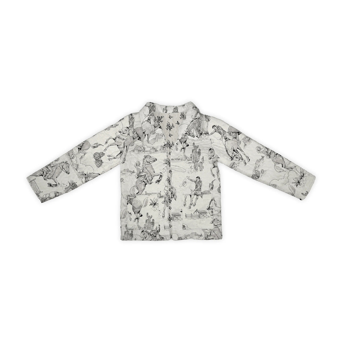 Ida Mae Home Aledo Girl's Toile Snap Jacket- Linen/Black