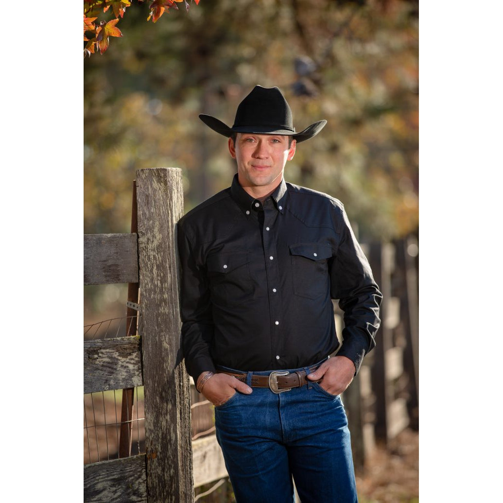 Wyoming Trader Men's Snap Oxford Western Shirt - Black