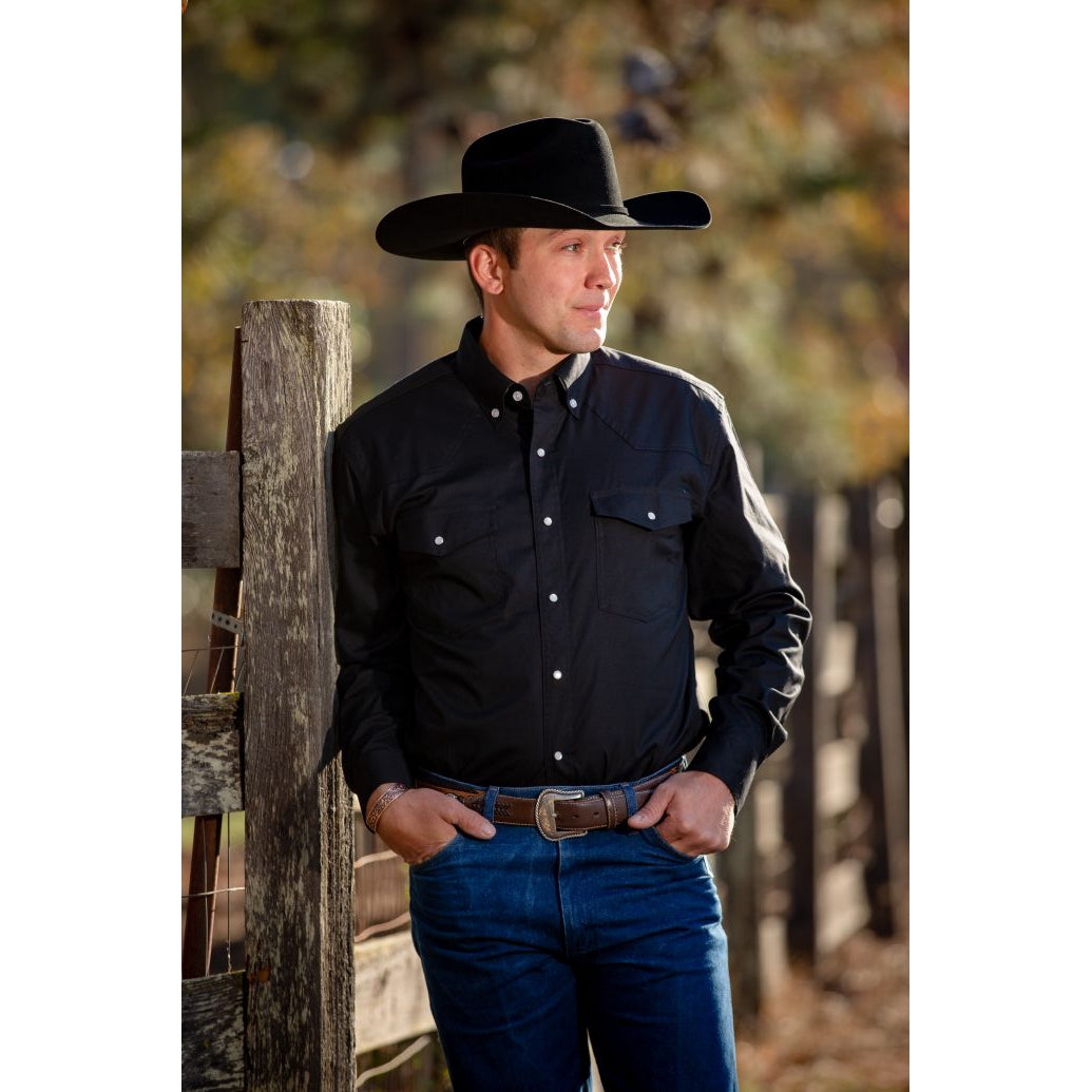 Wyoming Trader Men's Snap Oxford Western Shirt - Black