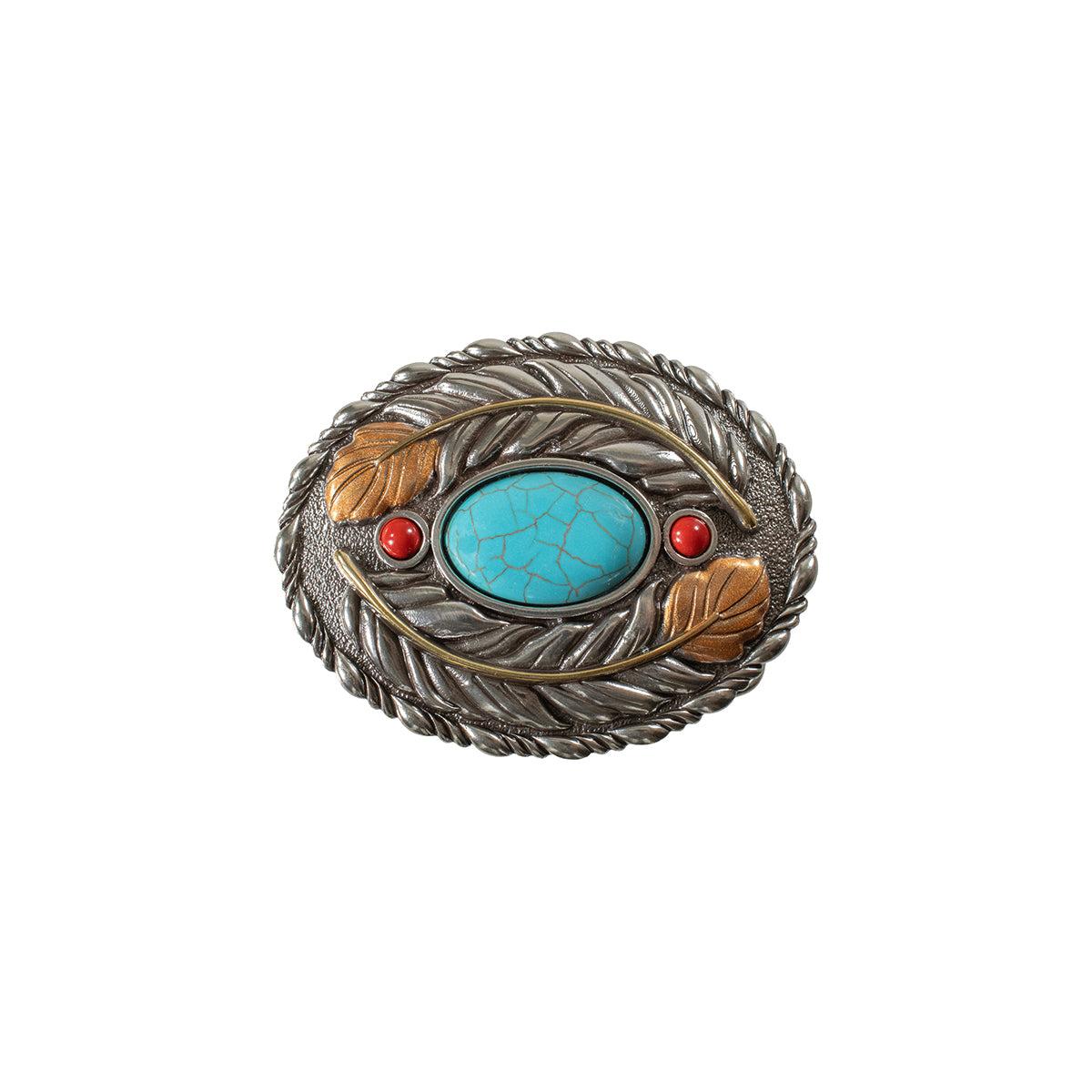 Blazin Roxx Oval Turquoise Stone with Feather