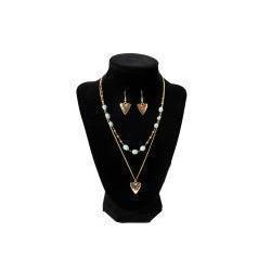 Blazin Roxx Heart Bead and Gold Necklace Set