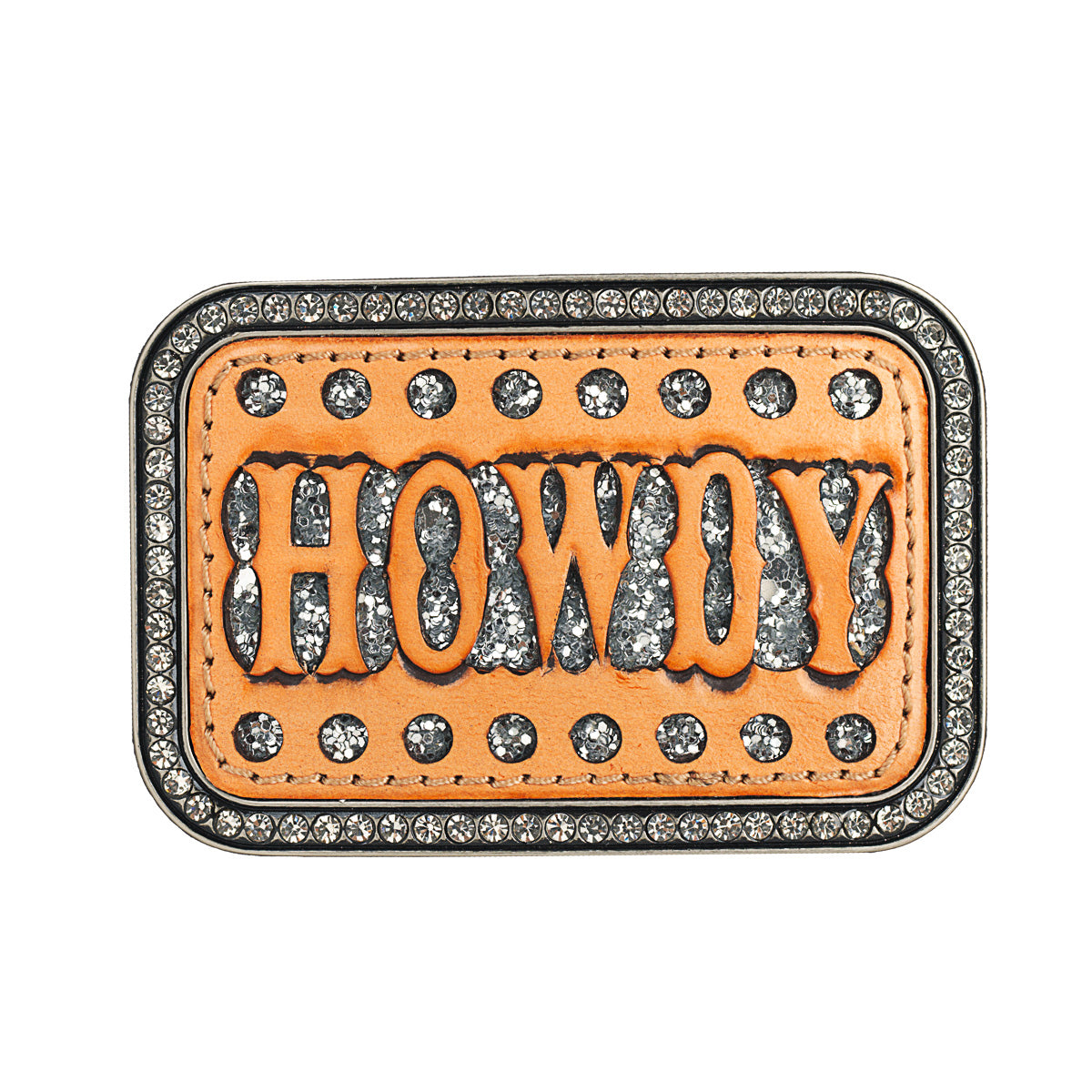 Blazin Roxx Women's Rectangle Leather Howdy Buckle - Antique Silver