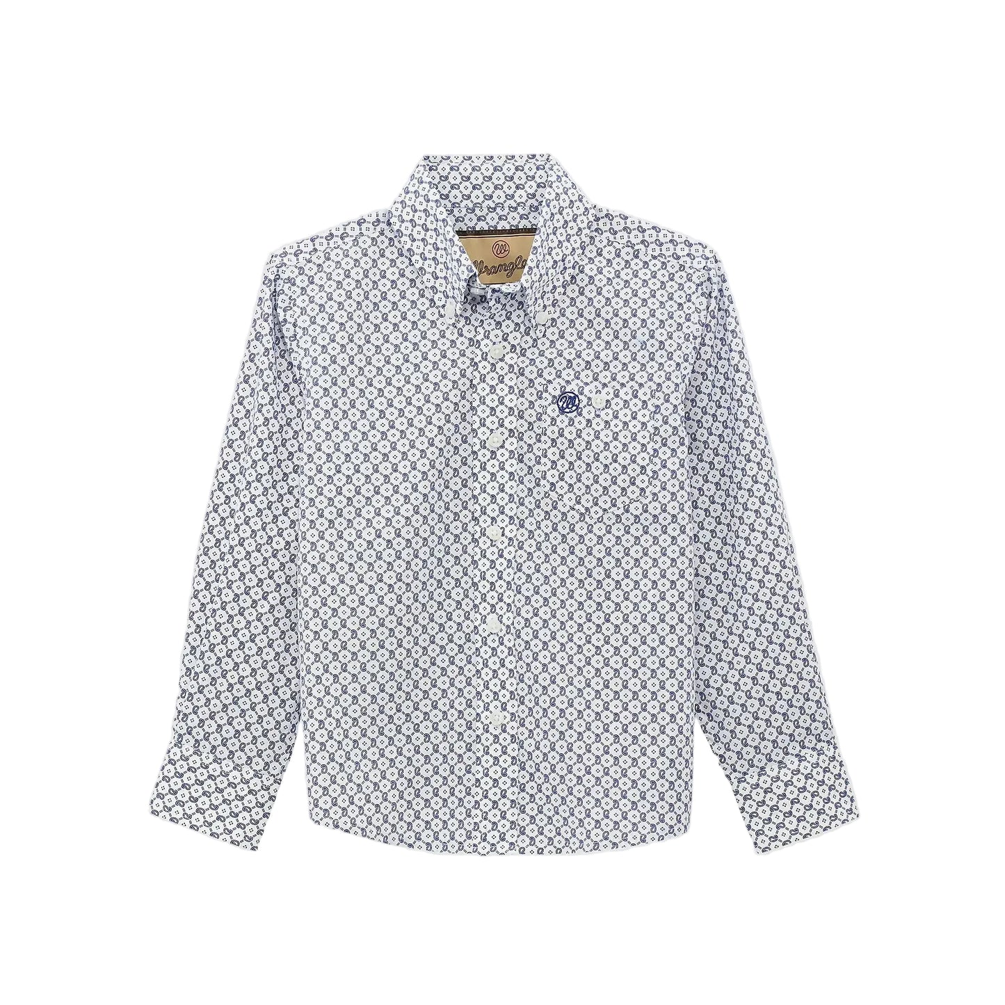 Wrangler® Boy's Classic Long Sleeve Button Down Print Shirt - Circle Geo