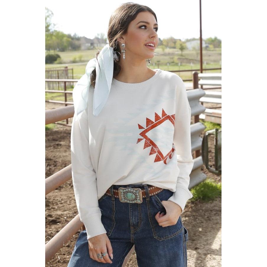 Cinch Women's Long Sleeve Sweatshirt- Cream