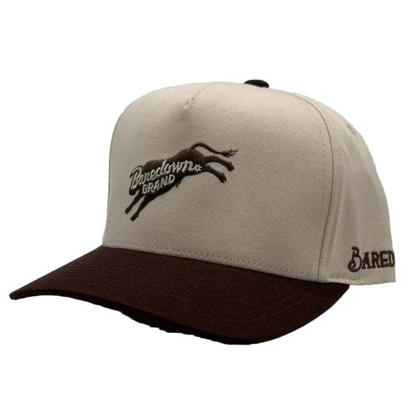 Baredown Brand Champion A Frame 7 Panel Flat Cap - Beige/Brown