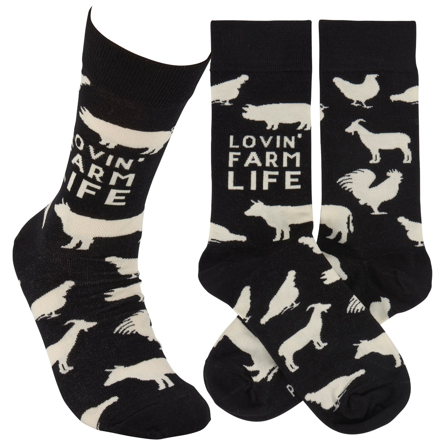 Socks - Farm Life - Black/White