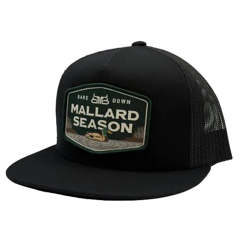 Baredown Brand Mallard Season Flat Bill Ball Cap - Green/Black