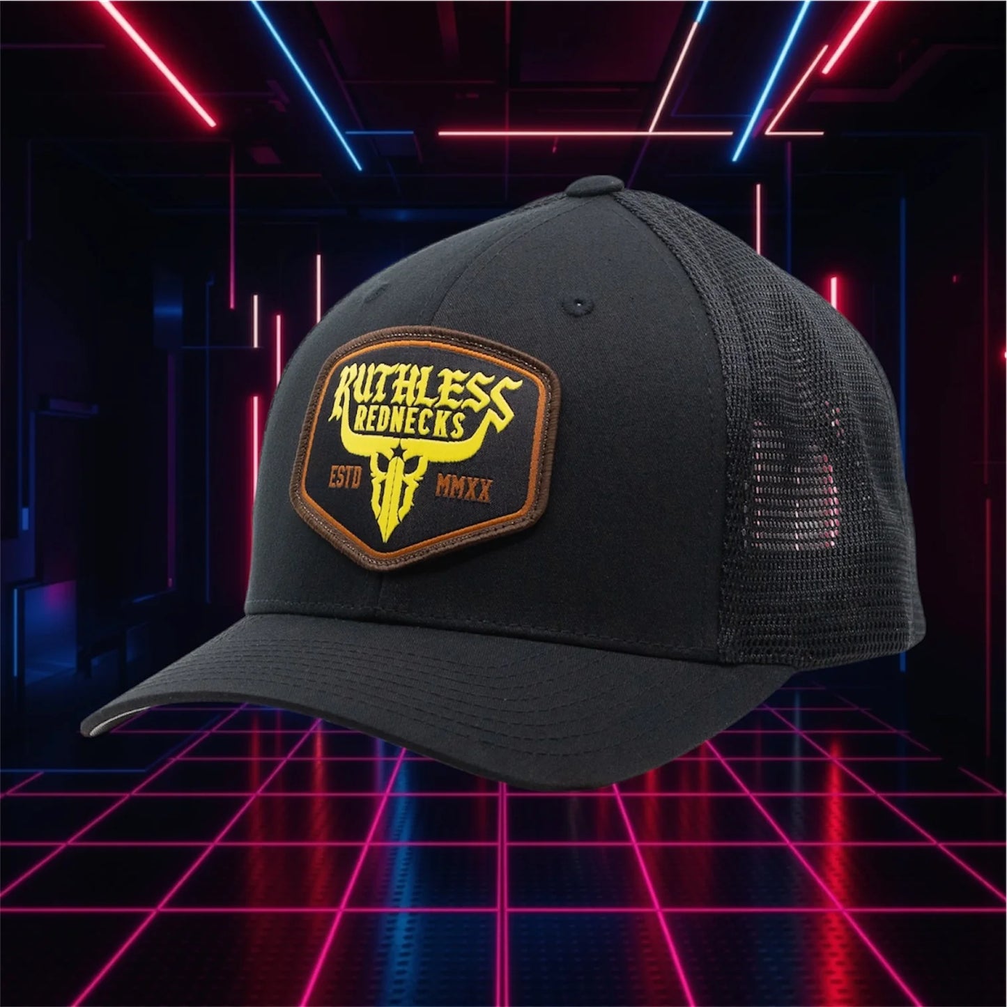 Ruthless Rednecks Raw Talent Curved Brim Patch Hat - Black