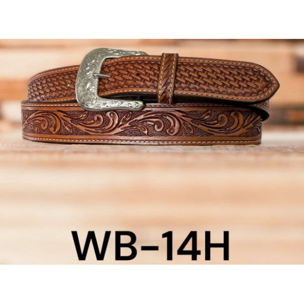 Ranger Belt Company - Lace and Tooled Belt- Brown