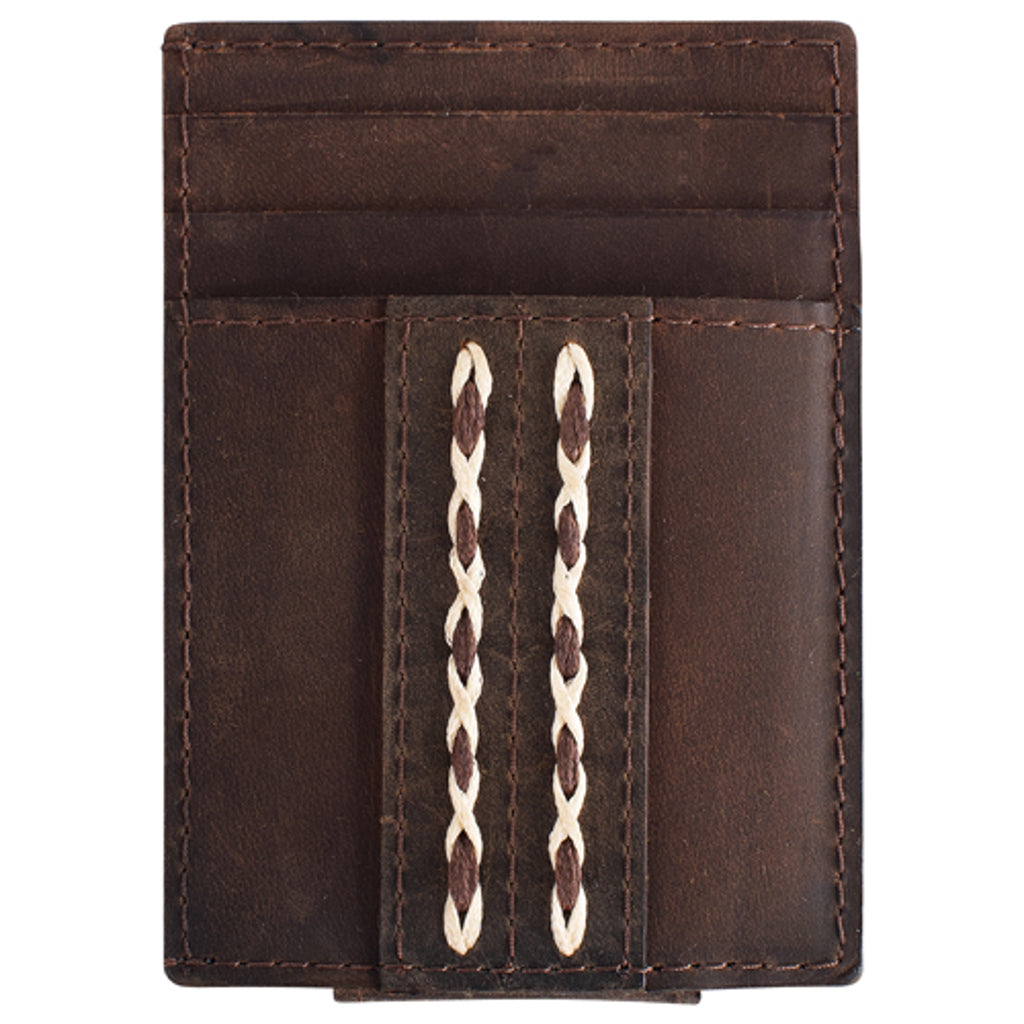 Red Dirt Hat Co Men's Double Braided with Magnet Clip Card Case - Oiled Brown