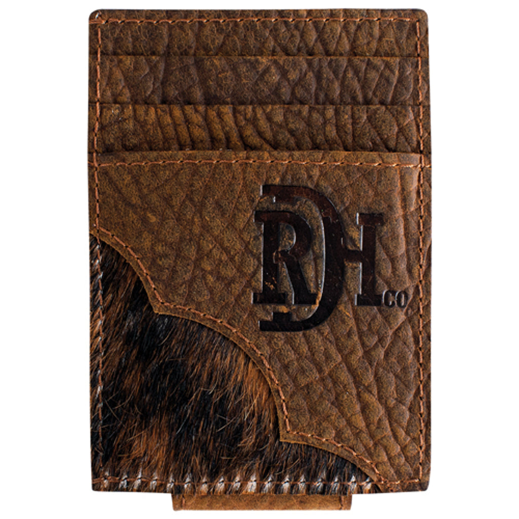 Red Dirt Men's Magnet Clip Yoke with Hair on Leather Card Case - Brown