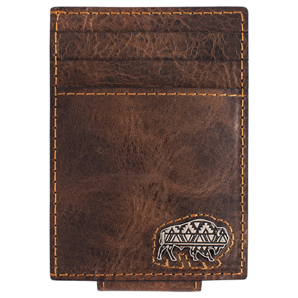 Red Dirt Men's Bison Concho with Magnetic Clip Leather Card Case - Brown