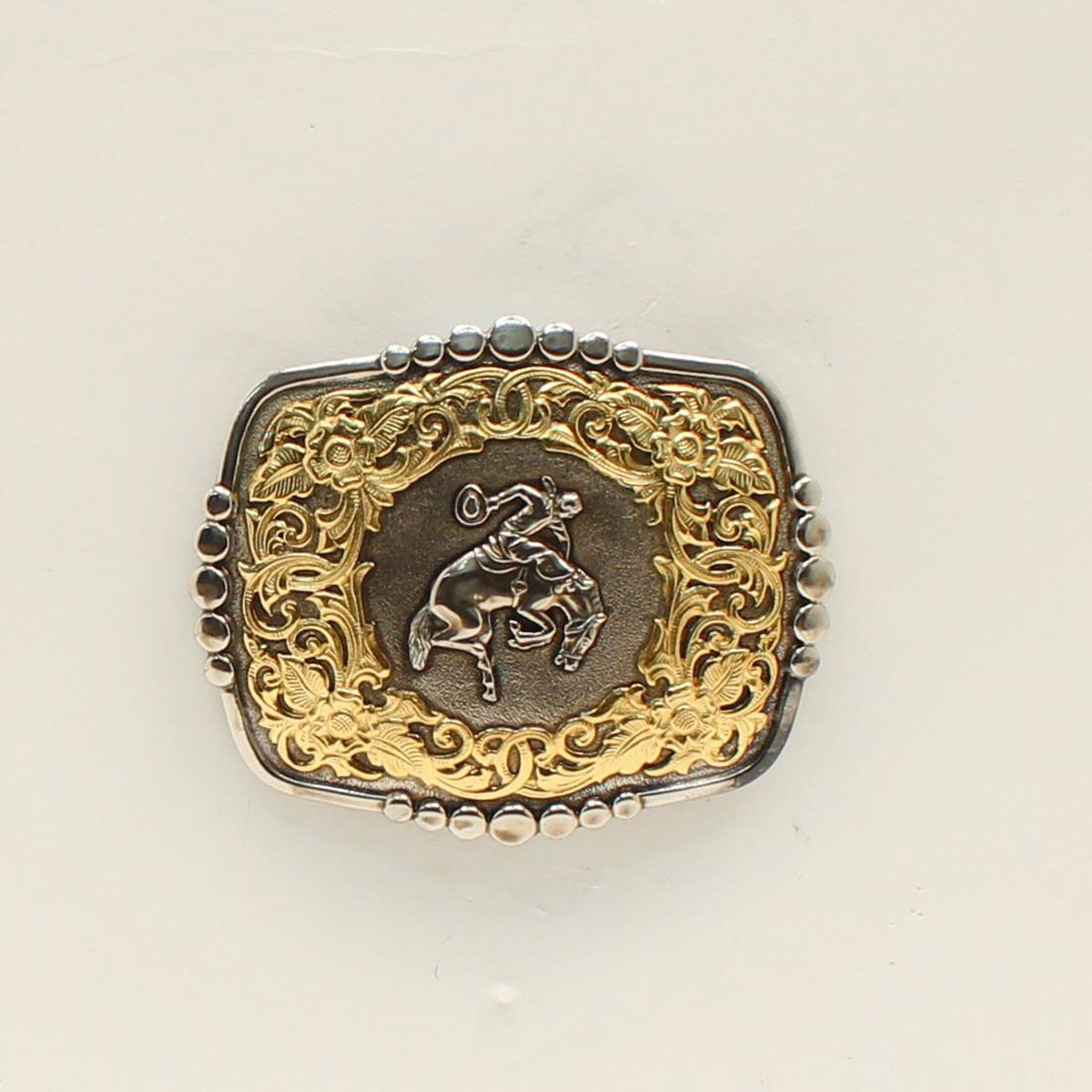 Crumrine Rectangle Bucking Bronco Dot Edge Buckle