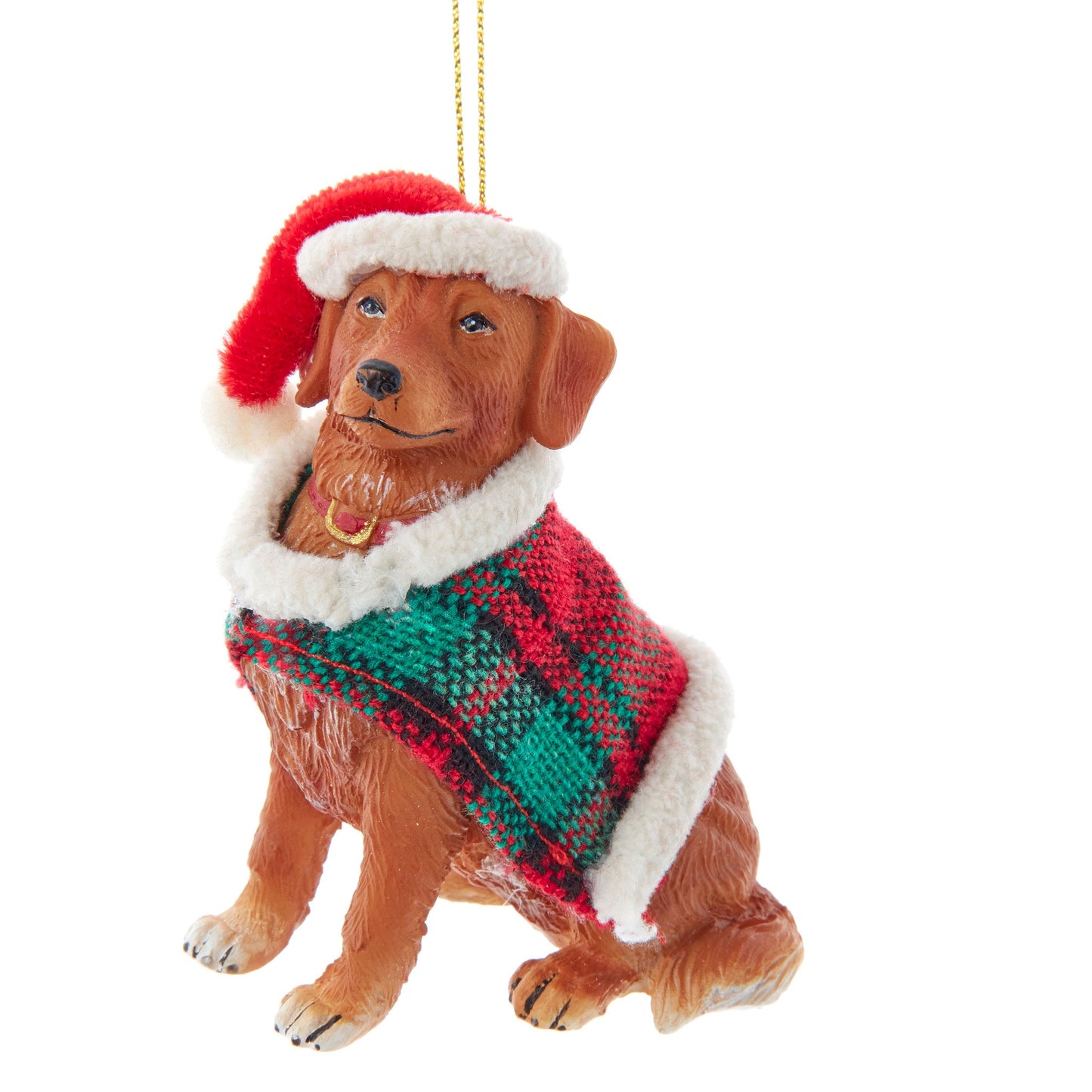 3.07" Resin Golden Retriever with Coat Ornament