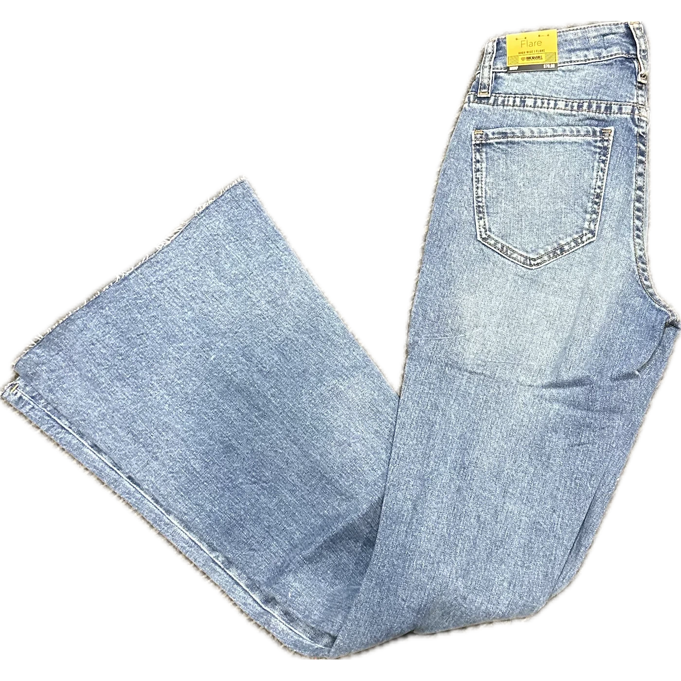 Rock & Roll Women's Distressed High Rise Flare Leg Jeans - Medium Wash