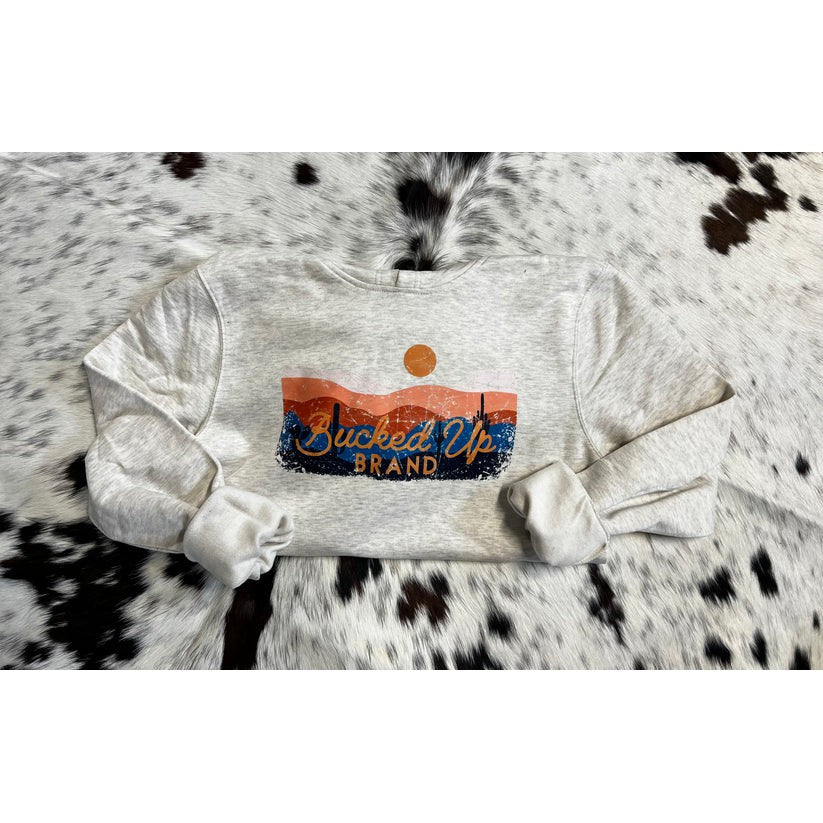 Bucked Up Brand Unisex Hoodies - Heather Oatmeal Blue Desert