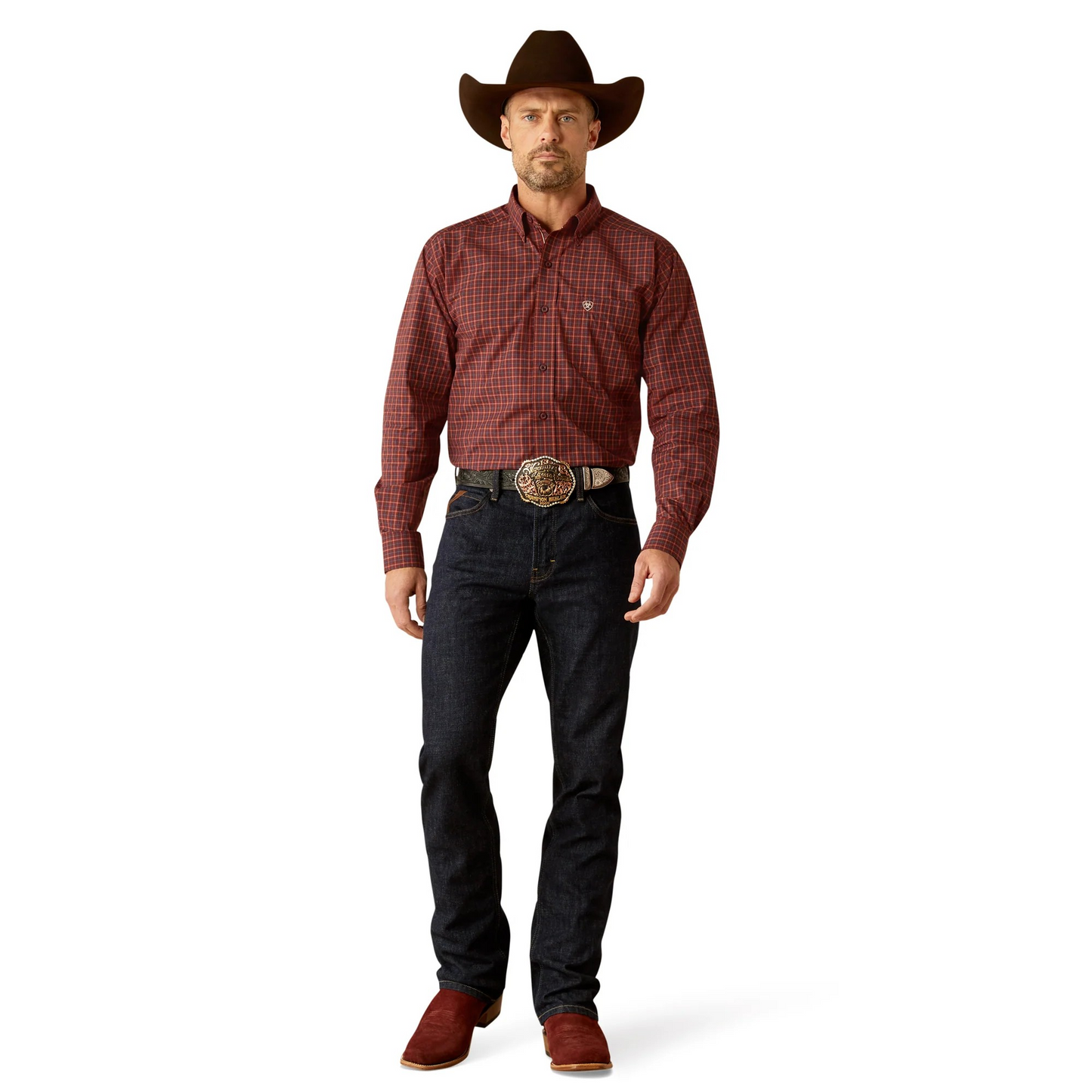 Ariat Men's Pro Series Pavel Classic Fit Long Sleeve Shirt - Burgundy