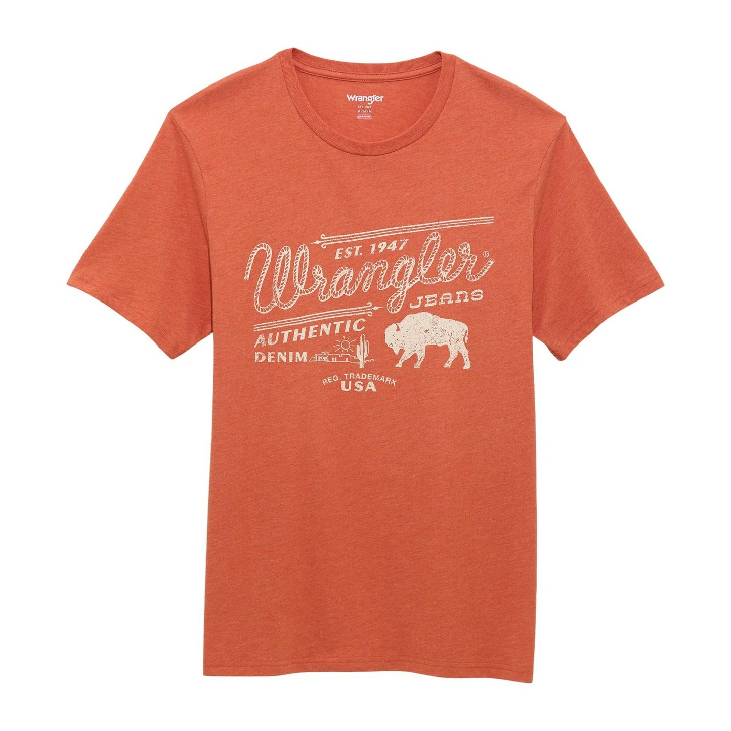 Wrangler Men's Short Sleeve Graphic Tee Shirt- Mecca Orange Heather