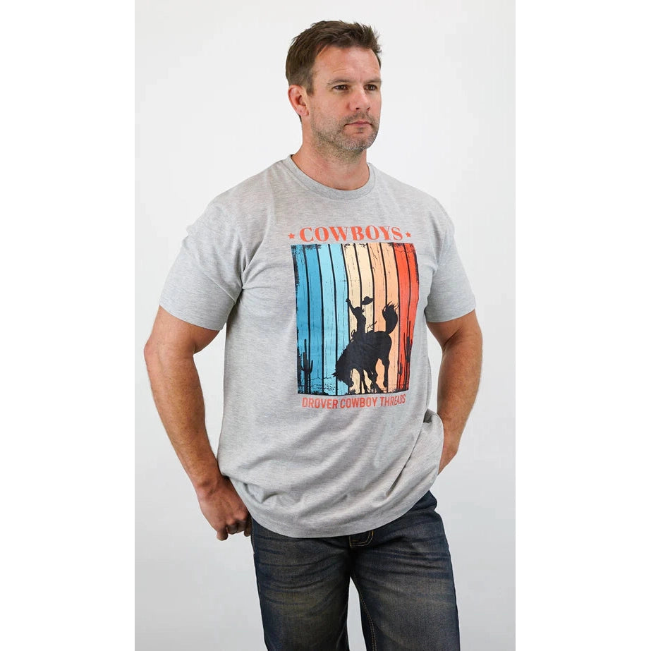 Drover Unisex Bucking Horse T-Shirt - Grey Heather