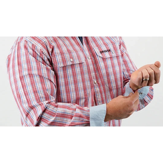 Drover Men's Signature Series Classic Fit Twister Snap Shirt - Red White & Blue