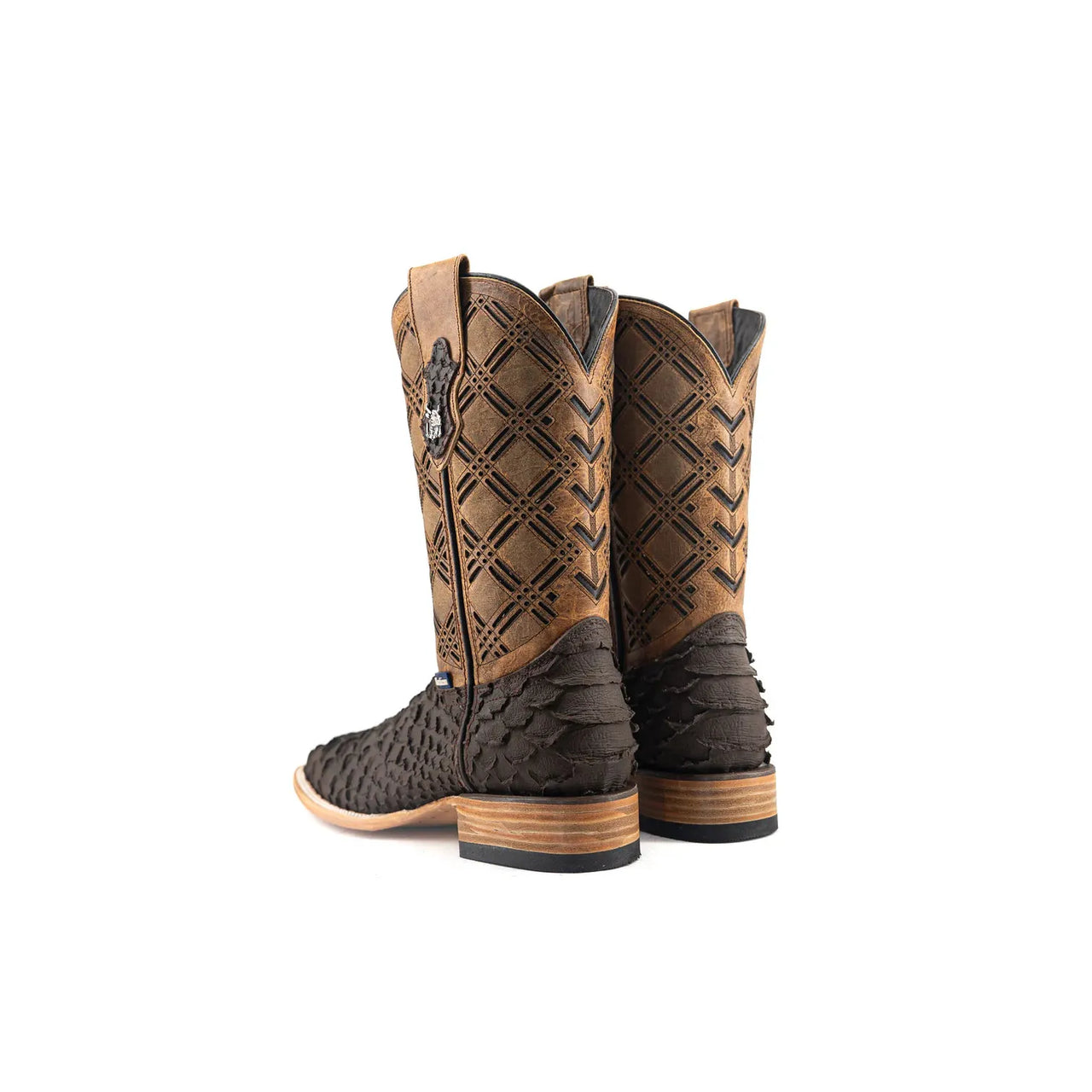 Rock'em Men's Bradley Matte Python Square Toe Cowboy Boot - Matte Brown