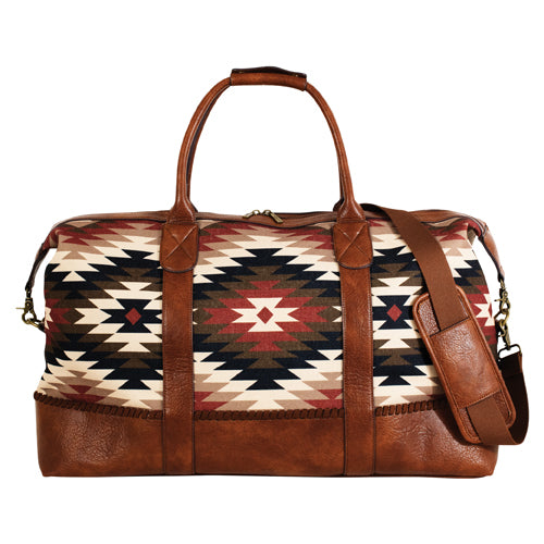 Catchfly Women's Weekender Duffel Bag - Tan w/Aztec Design