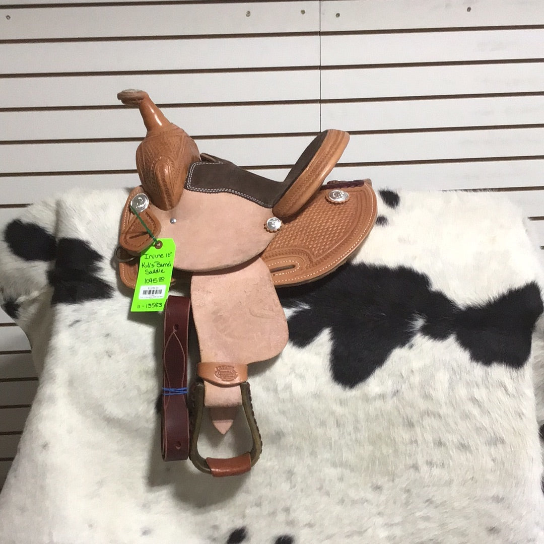 Irvine 10" Kid's Barrel  Saddle - 1/2 Basic Tooling