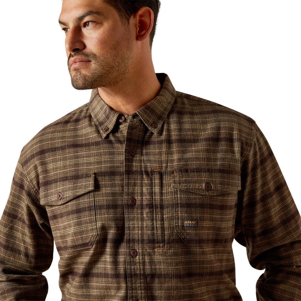 Ariat Men's Rebar Flannel Durastretch Work Shirt- Wren