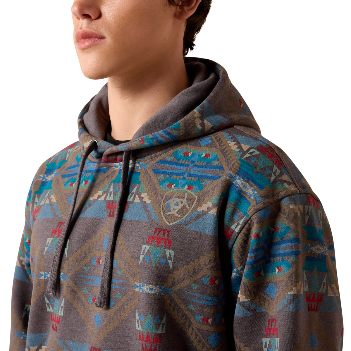 Ariat Men's Color Block Hoodie - Medium Grey Southwest
