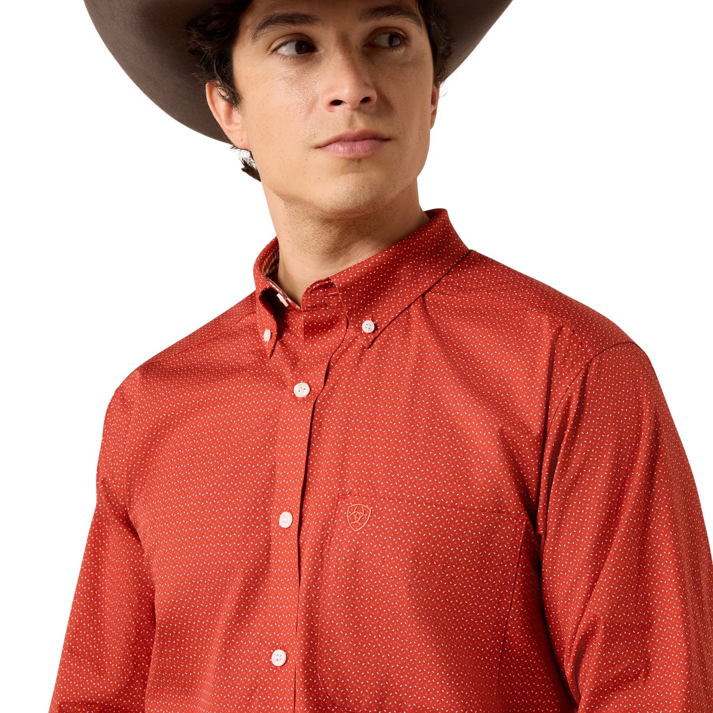 Ariat Men's Wrinkle Free Willet Fitted Shirt - Ketchup Dot Print