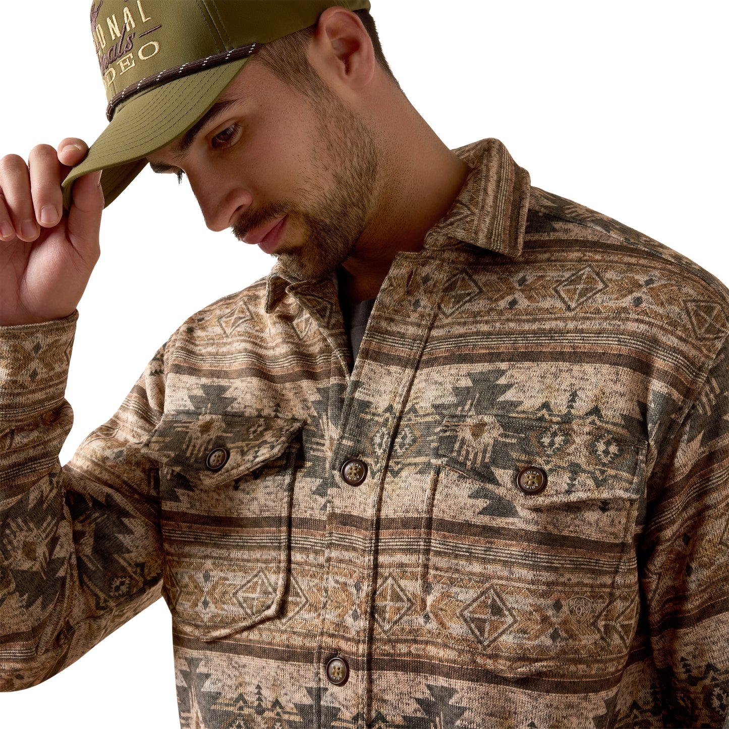 Ariat Men's Caldwell Printed Shirt Jacket - Savannah Tan Southwest