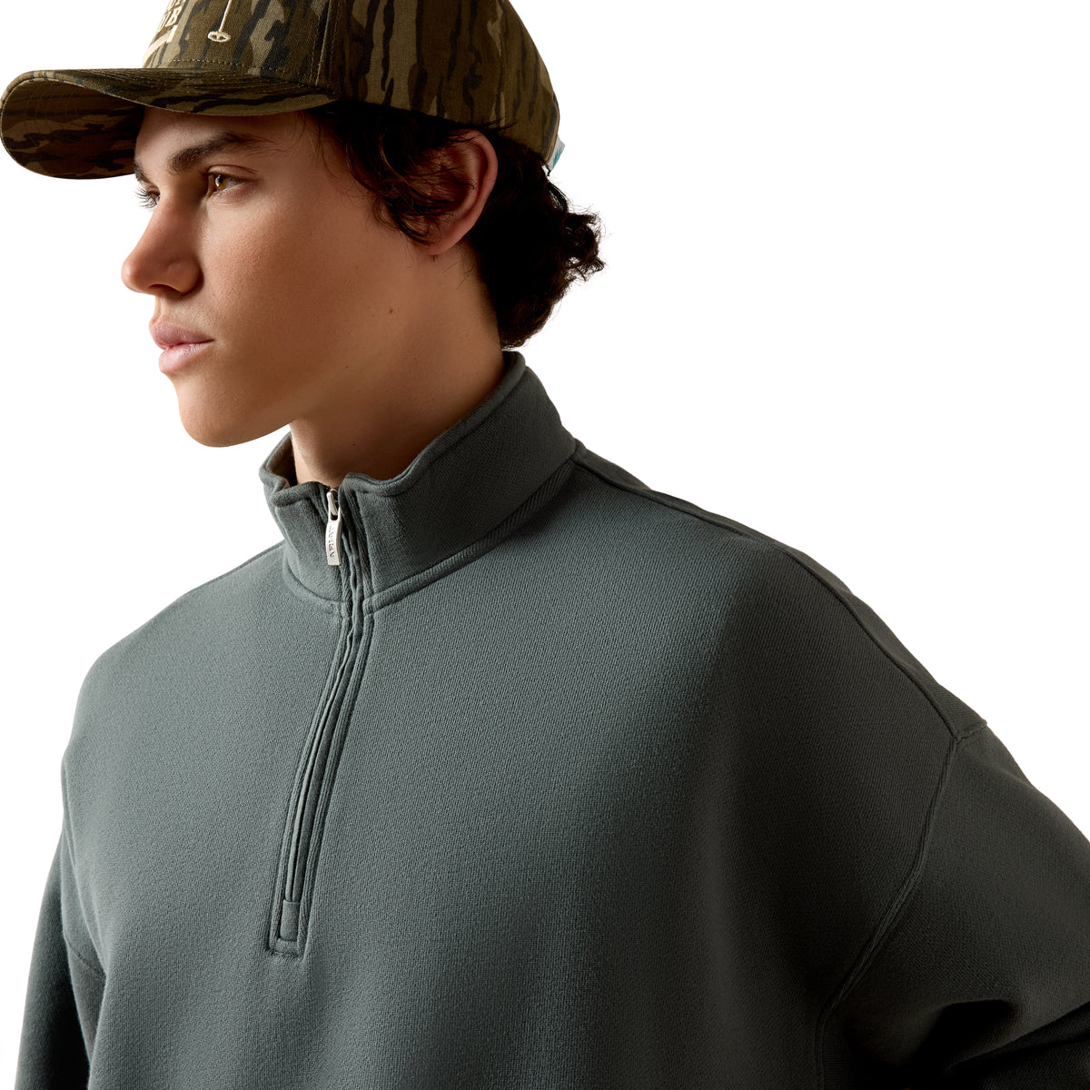 Ariat Men's ToughStock Washed Heavyweight Fleece 1/4 Zip Sweatshirt - Balsam Green