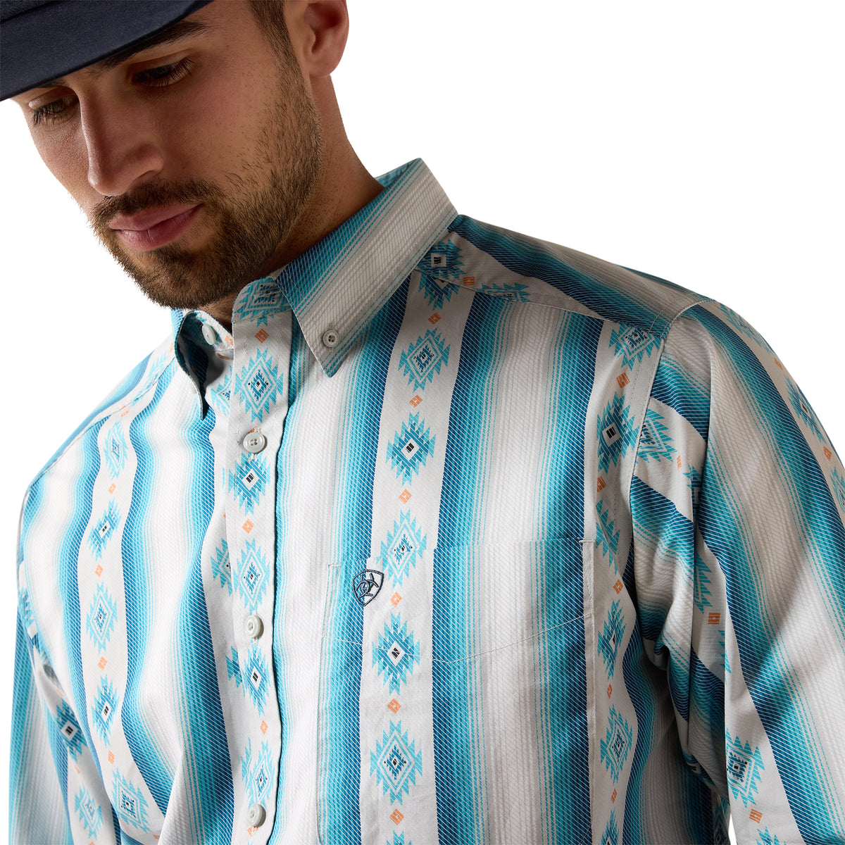 Ariat Men's Powers Classic Fit Shirt - Grey Multi Serape Stripe