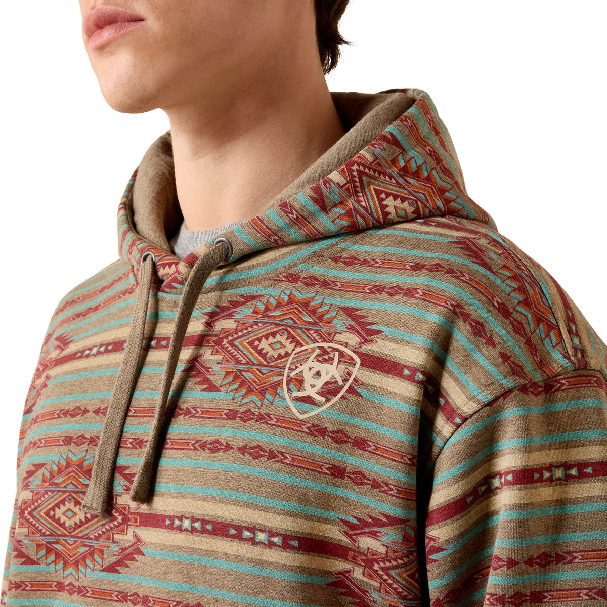 Ariat Men's Color Block Hoodie - Dark Brindle Heather Southwest