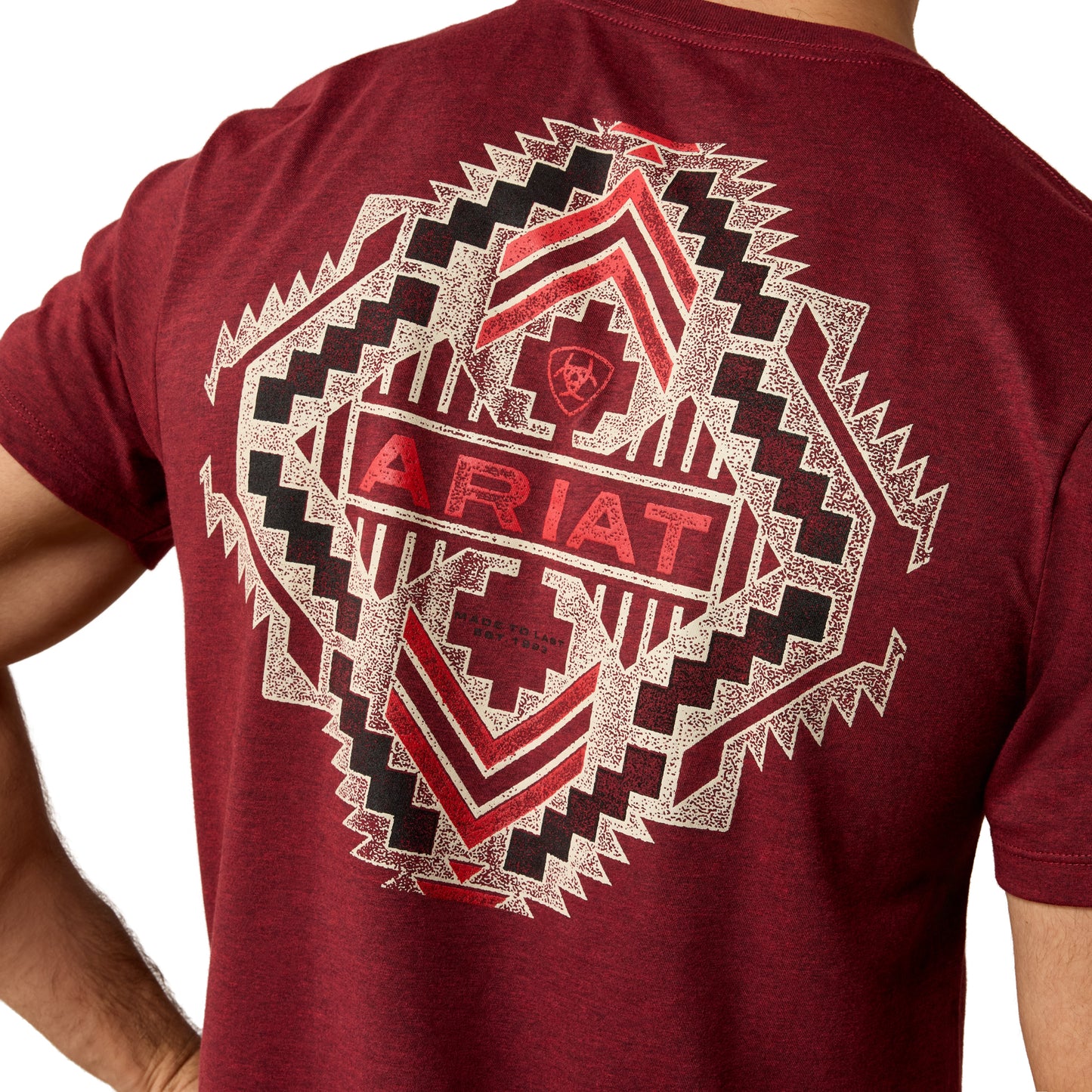 Ariat Men's Southwest Stamper SS Tee Shirt - Crimson Black Heather