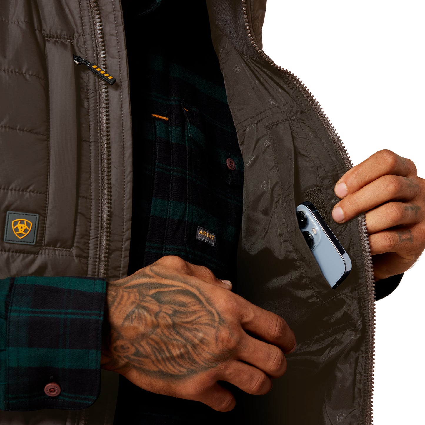 Ariat Men's Rebar CORDURA Ripstop Lightweight Insulated Vest - Caribou