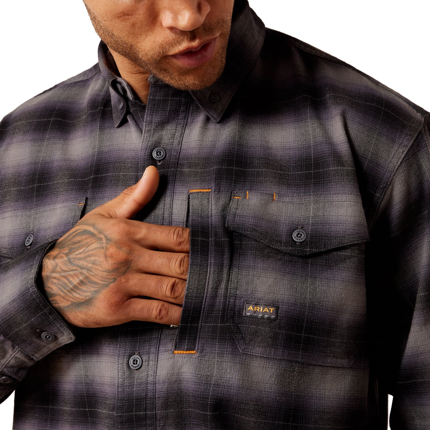 Ariat Men's Rebar Flannel DuraStretch Work Shirt - Black