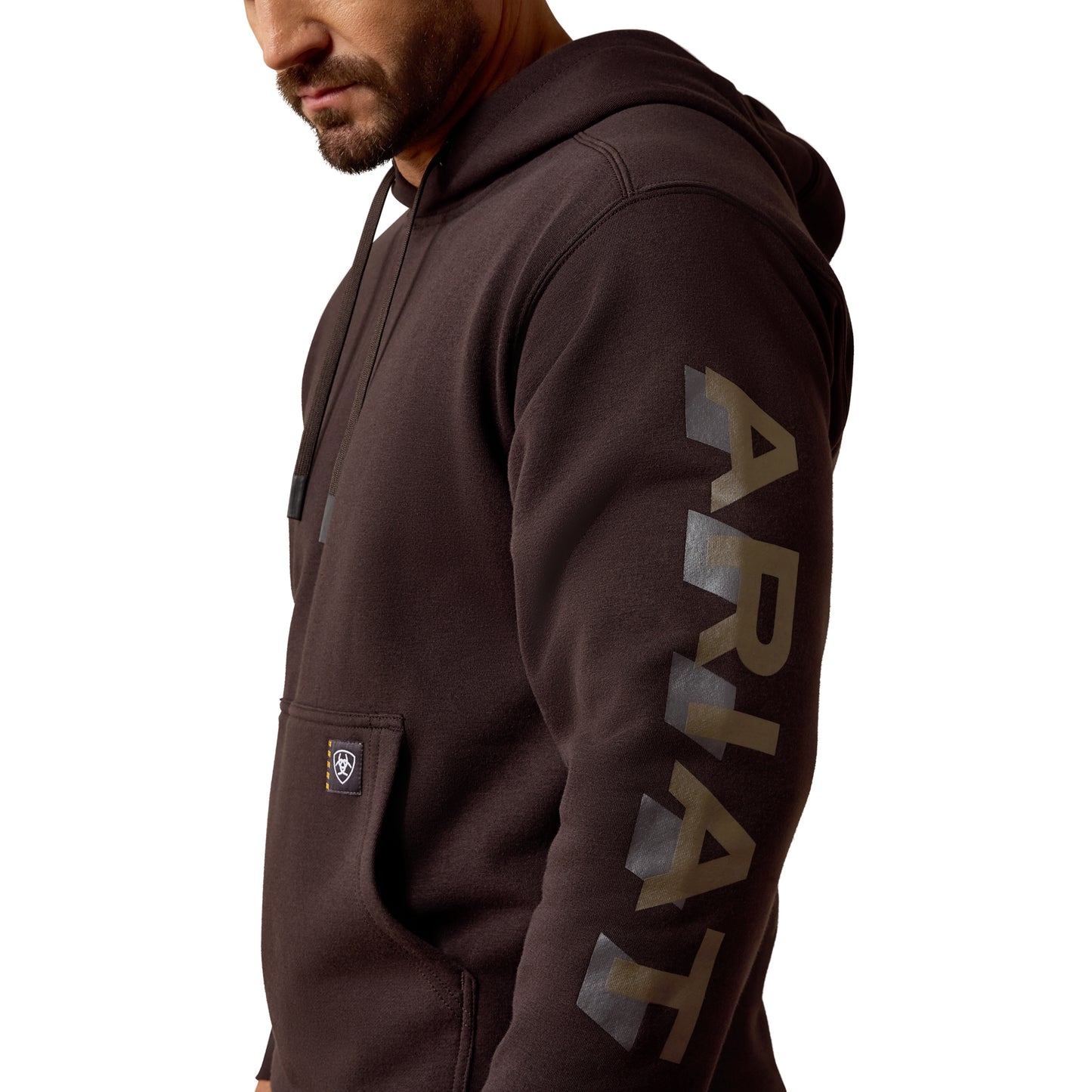 Ariat Men's Rebar Lightweight Logo Hoodie - Licorice/Canteen