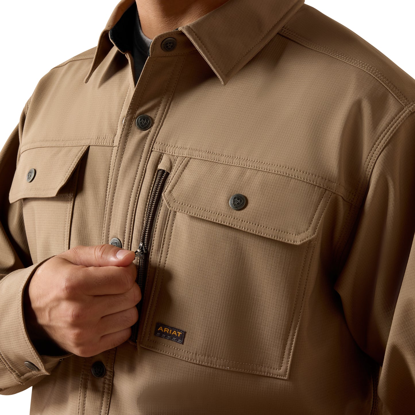 Ariat Men's Rebar DuraStretch Utility Softshell Shirt Jacket - Caribou