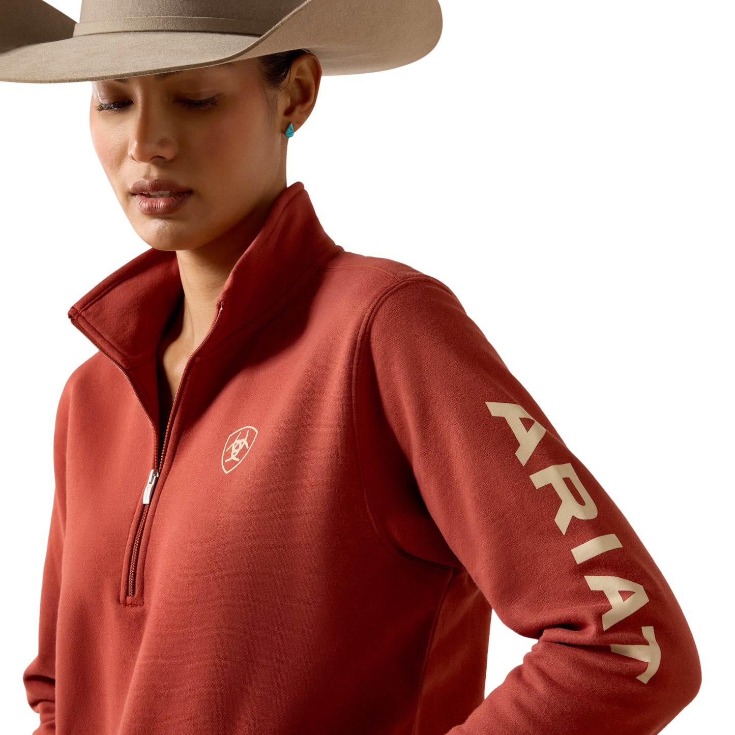 Ariat Women's Foundation Logo 1/2 Zip Sweatshirt - Burnt Henna
